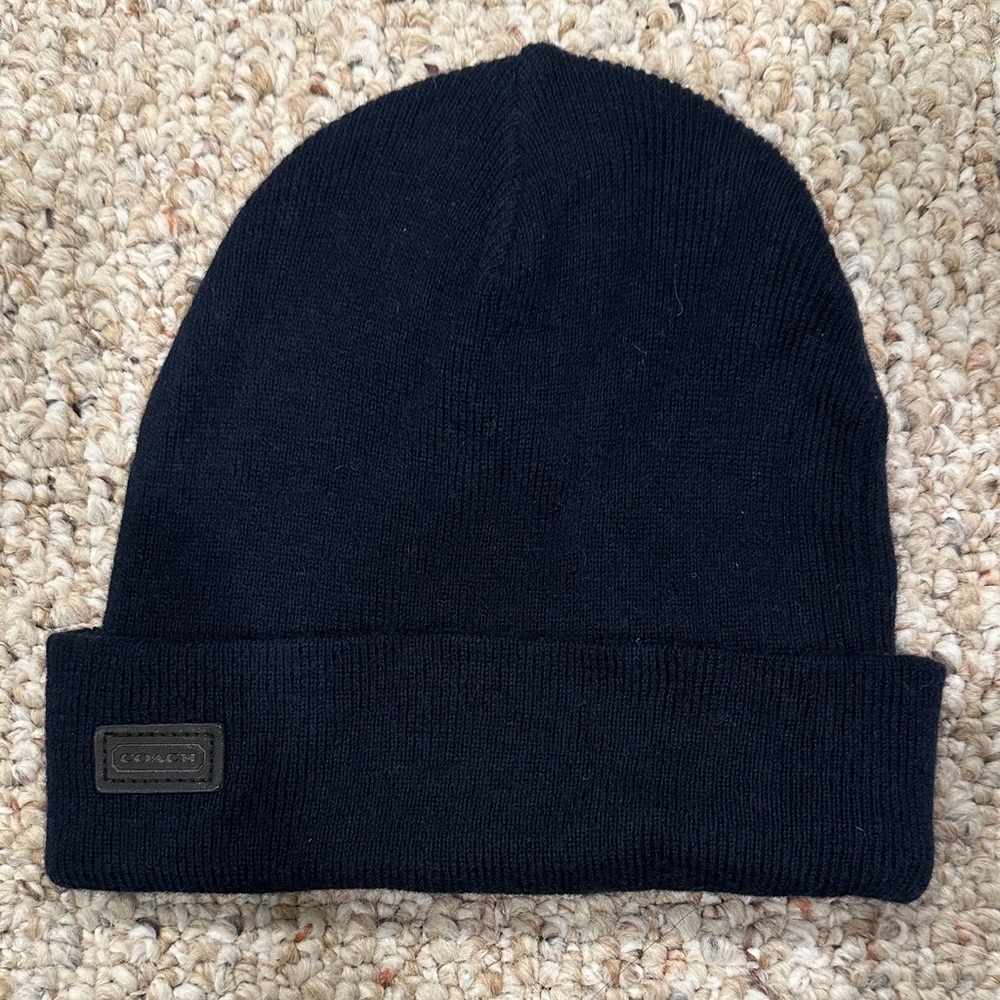 Coach Dark Navy Blue Knit Beanie